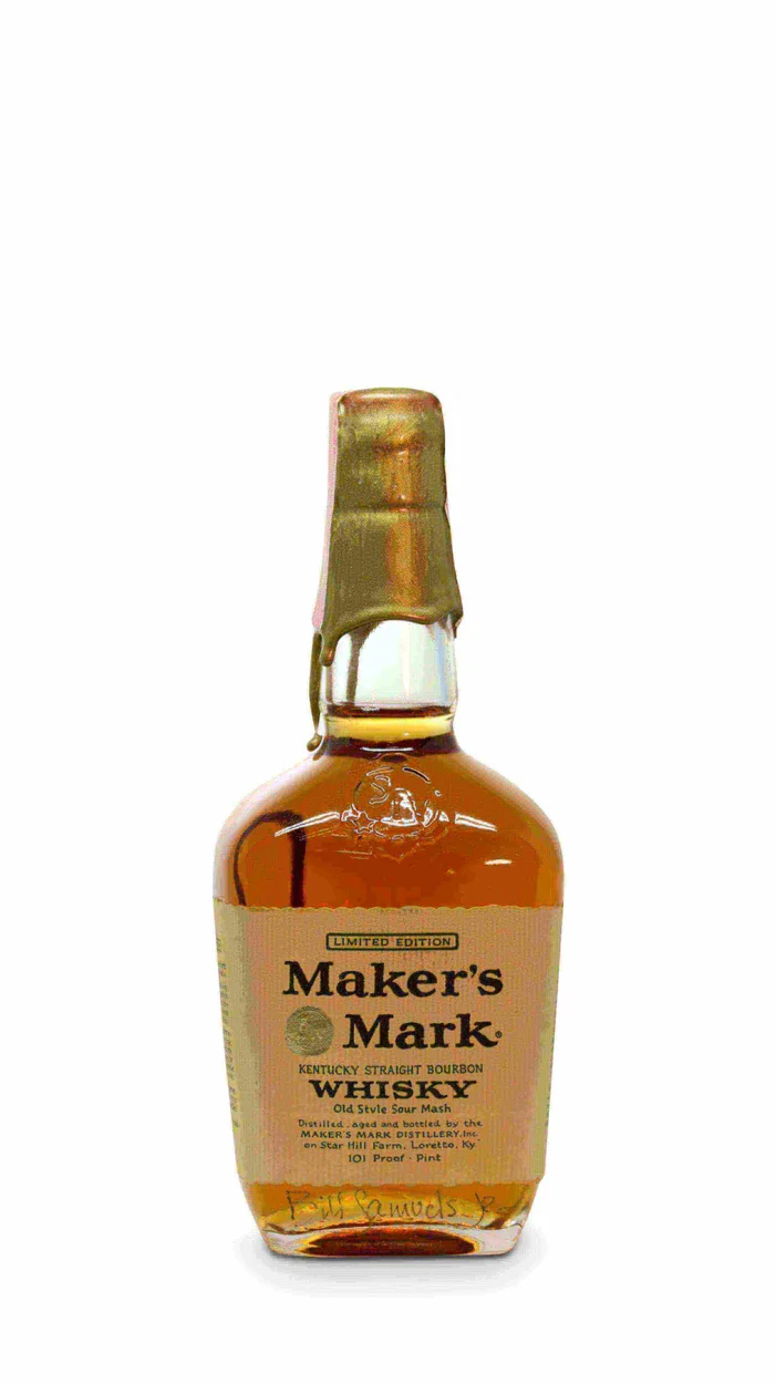 Maker’s Mark Gold Wax 101 Proof Limited Edition Autographed Pint 1970’s